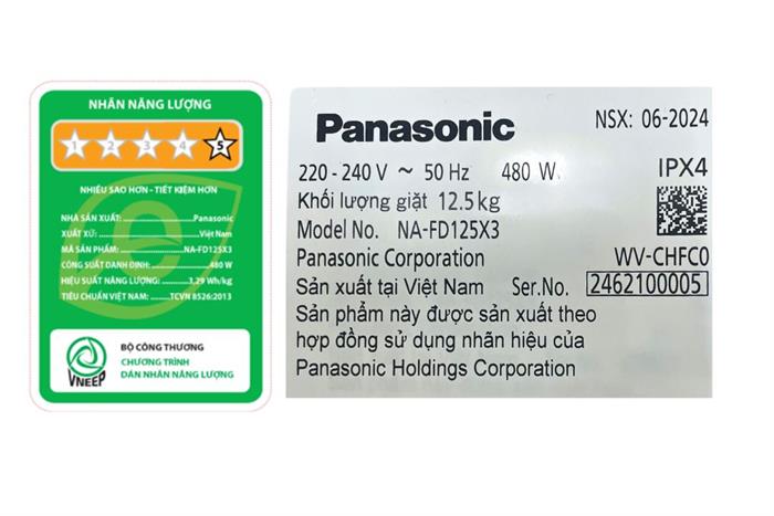 Máy giặt Panasonic Inverter 12.5 Kg NA-FD125X3BV
